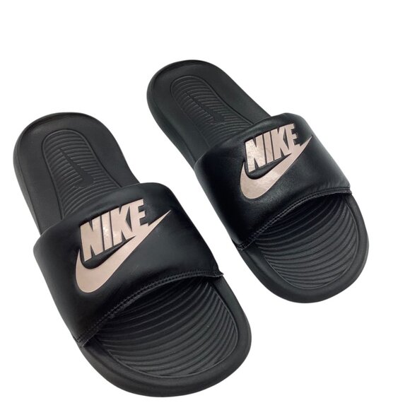 Nike Victori One Slides Women Size 8 Black Comfort Light Pink Sandals cn9677-002 - Picture 1 of 4